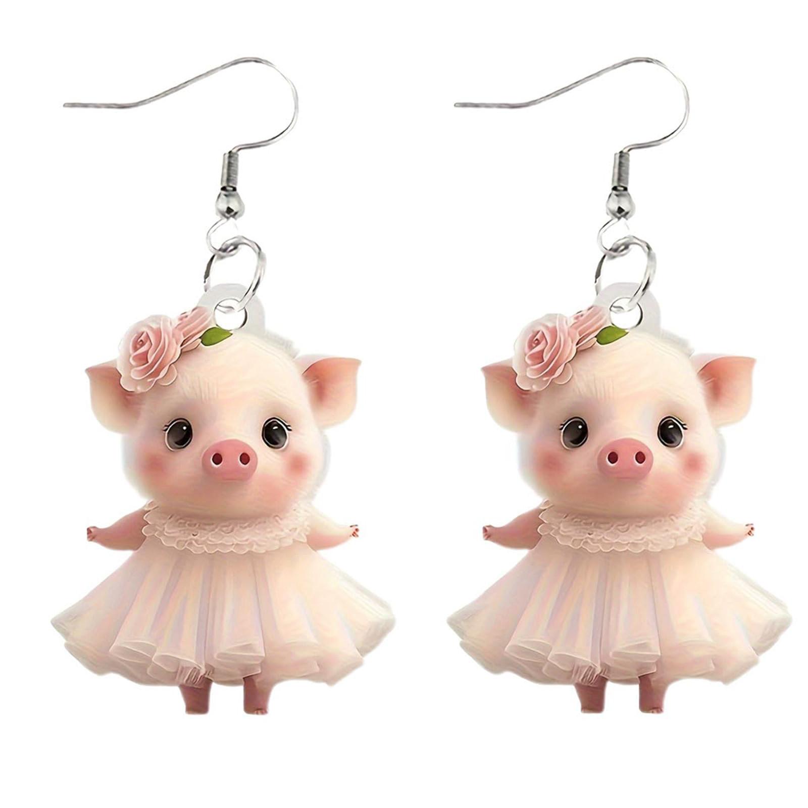 

Милые серьги в виде свиньи, оригинальные акриловые серьги в виде свиньи, серьги-подвески в виде животных, женские украшения One Size