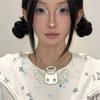 1 Piece Personality Super Big Choker Clavicle Chain Angel Cat Pendant Necklace Hip Hop Jewelry Accessories Gifts