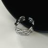 Adjustable Open Ring Men Women Minimalist Geometric Double Band Wave Design Plated Retro Chic Jewelry