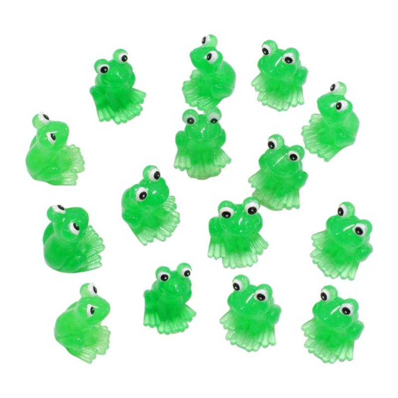 

Set of 15 Green Luminous Miniature Frogs Resins Figurines Glow in Dark Ornaments for Home Garden Landscape Decoration 1