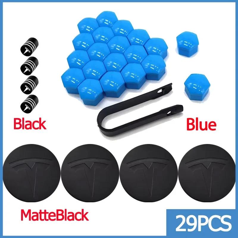 25pcs 29pcs 56mm Matte Black Car Wheel Center Hub Caps for Tesla Model 3 Y S X Tire Lug Nut Protective Covers Styling Decoration
