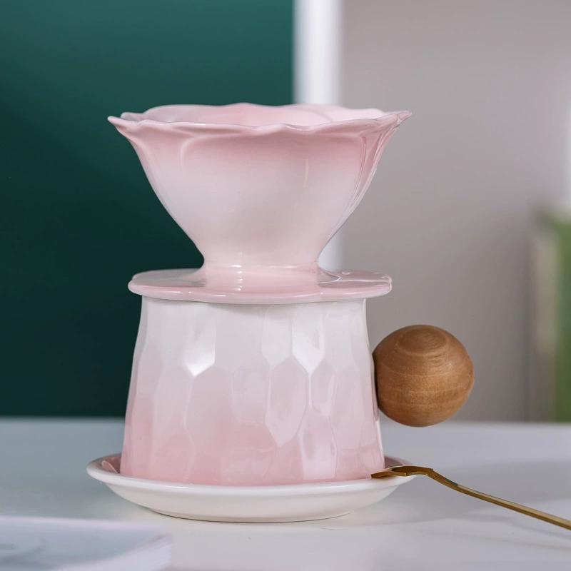 

Changbaosen 300ml Petal Ceramic Coffee Filter Cup Set
