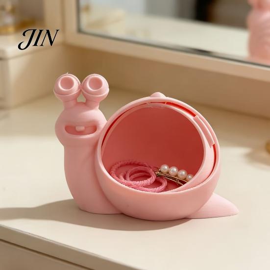 Mignon Organisateur de Bureau Escargot Boîte de Rangement, Ornement Nouveauté Imprimé en 3D, Porte-Boîte à Bijoux avec Couvercle, Bureau Amusant pour Bijoux Attaches à Cheveux Petits