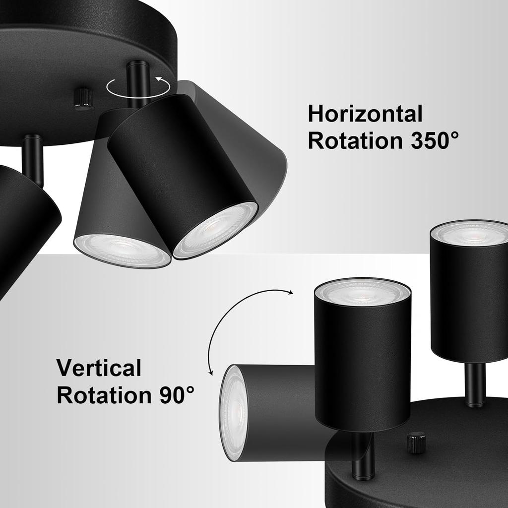 3 Light 4 Light Track Lighting Fixtures Matte Black Metal Directional Ceiling Spotlight GU10 Flush Mount Track Light