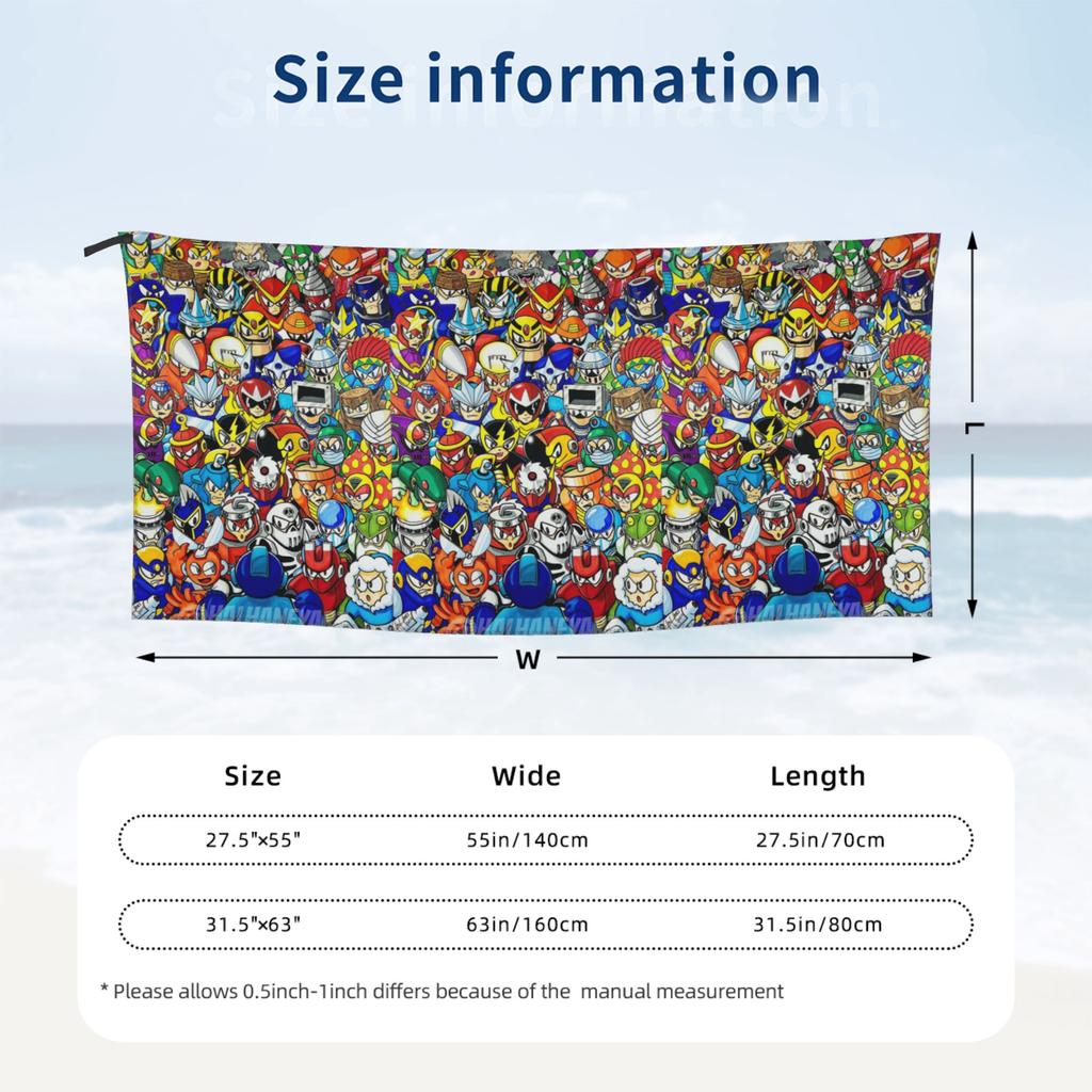 Megaman Video Game Mega Man Beach Towel Soft Microfiber Quick Dry Absorbent Quick Towels For Bath