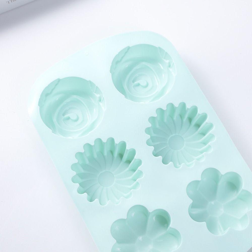 6-Cavity Silicone Soap Molds Flower Shape Non-Stick Chocolate Molds Food Grade Silicone Handmade Pudding Mould Holiday Baking