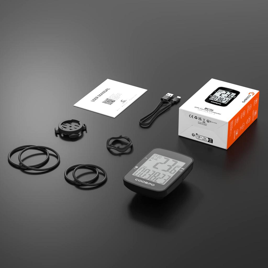 COOSPO Cycle Computer GPS Wireless Cycling Computer with Built-in Battery, App Compatible, IPX7 Waterproof, 2.3-inch Display, Strava Sync, Speedometer