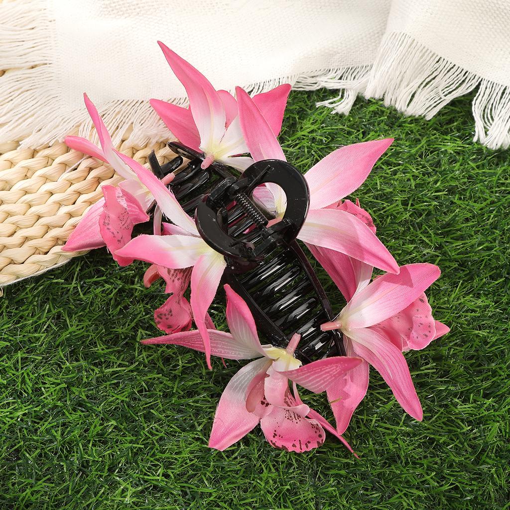 AWAYTR Künstliche Cymbidium Blume Haarspangen Mode Stoff Haarspangen Krabbe Für Mädchen Geschenk Haarschmuck Valentinstag Kopfschmuck