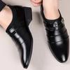 Shoes for Men Fashion Pointed Toe Leather Dress Shoe Autumn Slip on Oxfords Shoes for Men Wedding Party Office Business Footwear