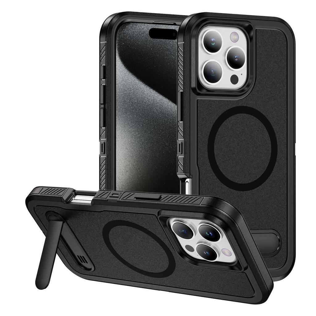 Phone Case with Holder Supporting Car Wireless Magnetization Suction Case for Apple 16 Matte Texture All Inclusive Phone Case