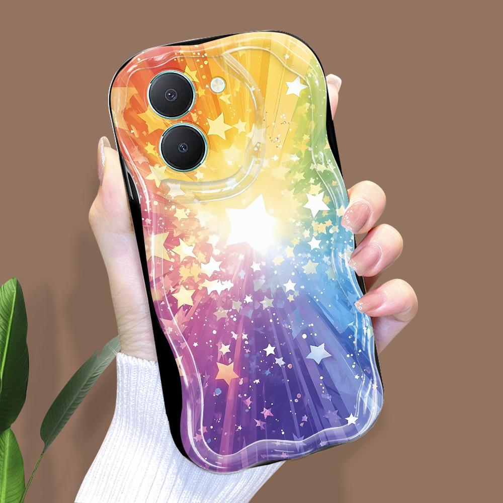 Cute Cartoon Pattern Cream Texture Casing Wavy Edge Soft Silicone Cover Phone Case for Vivo