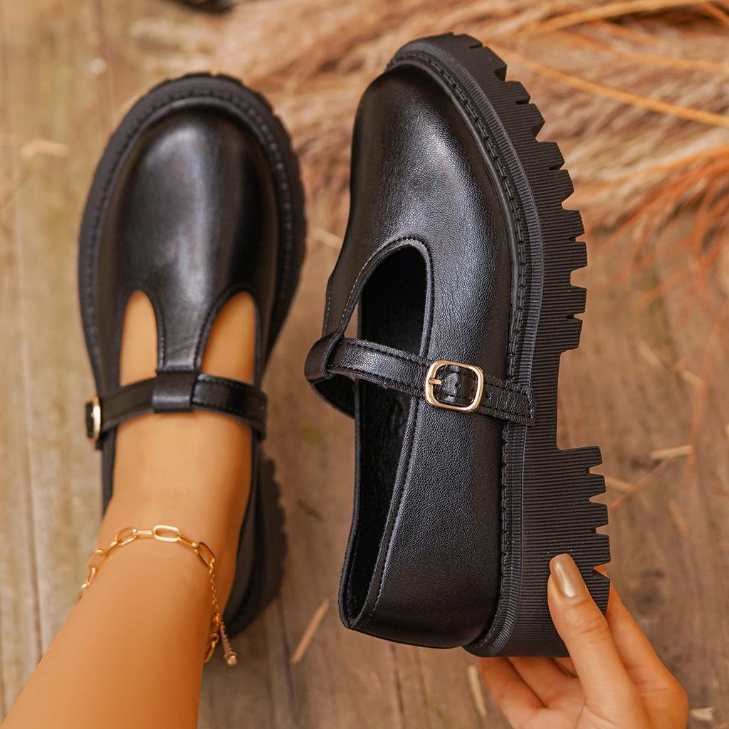 *Spring Autumn Selling Round Head Comfortable Thick Soled Single Shoes Fashionable New Elegant Anti Slip Casual Women's Shoes