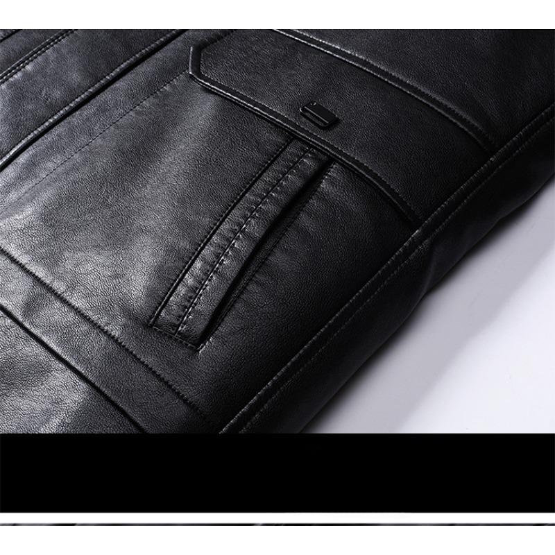 Genuine Leather Jacket Men's Casual Thickened Short Lapel Down Jacket Jacket Plus Cashmere Sheepskin Jacket Winter