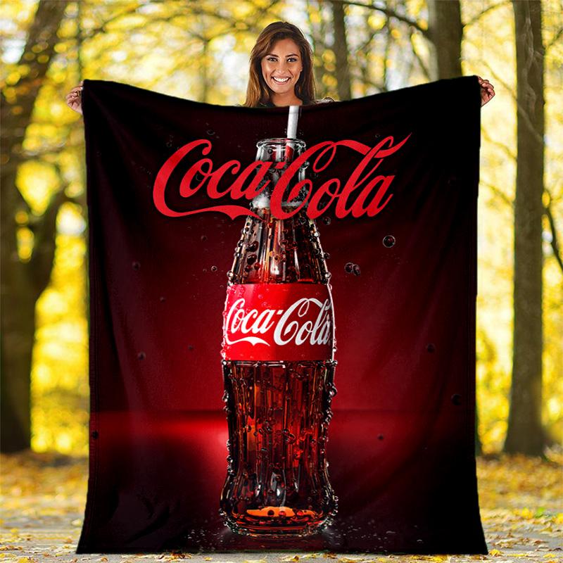 Christmas Gift Halloween Themed Cola Beverage Coca Cola Blanket Soft Home Furnishing Nap Decoration Four Seasons Warm Sherpa Blanket U24