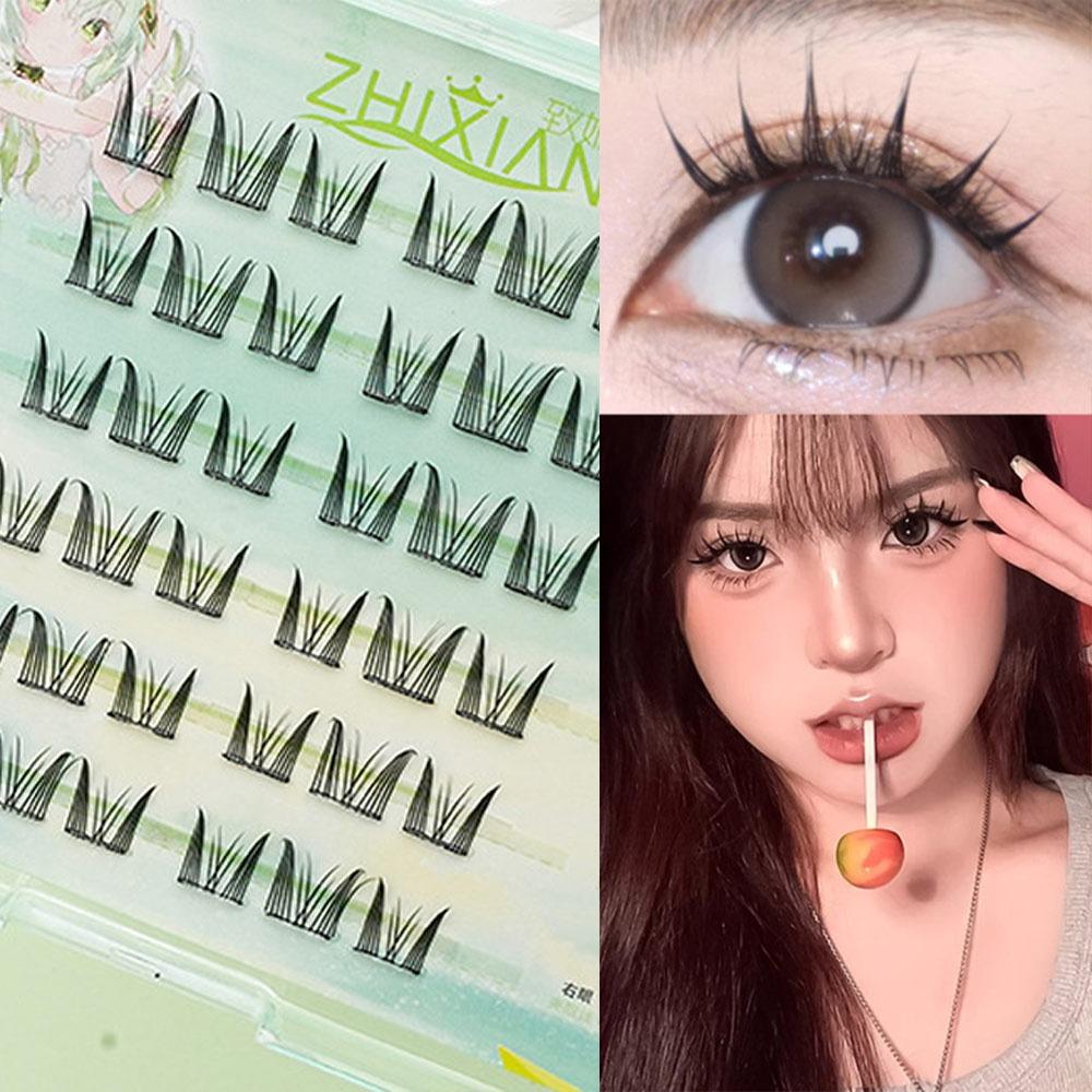Glue Free Manga Lashes With Jelly Glue Strips 3D False Eyelashes Cat Elf Eyelashes  Party Supplies