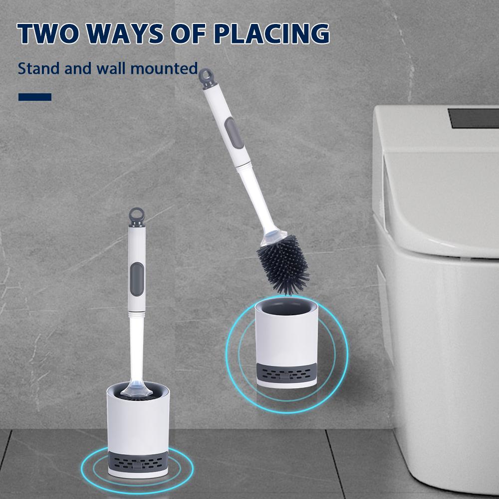 Water Spray Silicone 40cm Toilet Brush Detergent Refillable Toilet Bowl Cleaner Brush for Deep Cleaning Bathroom Accessories