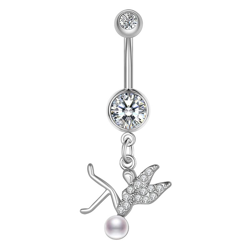 

Stainless Steel Tassel Belly Button Ring Piercing Body Jewelry Flower Belly Ring