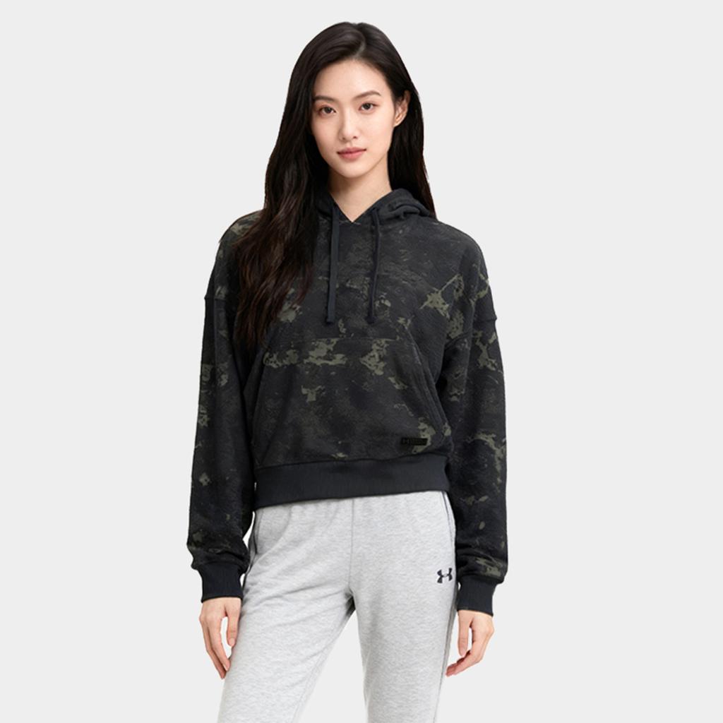 Under Armour Journey Washed Geprägter Hoodie Pullover Damen Tops Schwarz 1376915-001