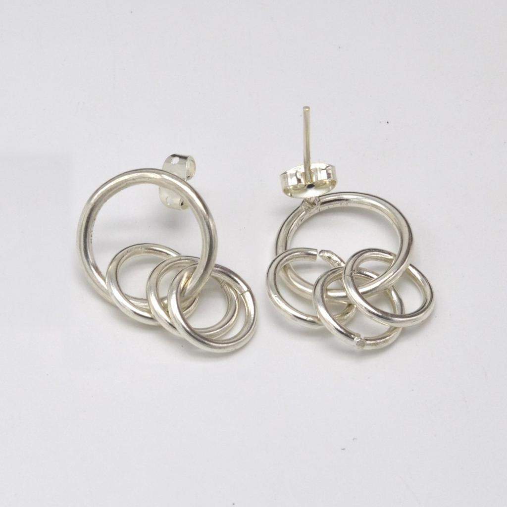 925 Silver Minimalist Earrings , Handmade Geometric Sterling Silver Jewelry, Unique Mothers Day Gift For Mom From Daughter