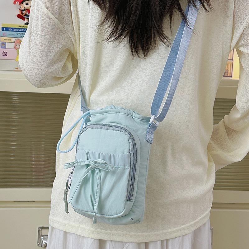 New messenger bag women's bag simple bow small square bag casual going out mobile phone bag water cup bag tide