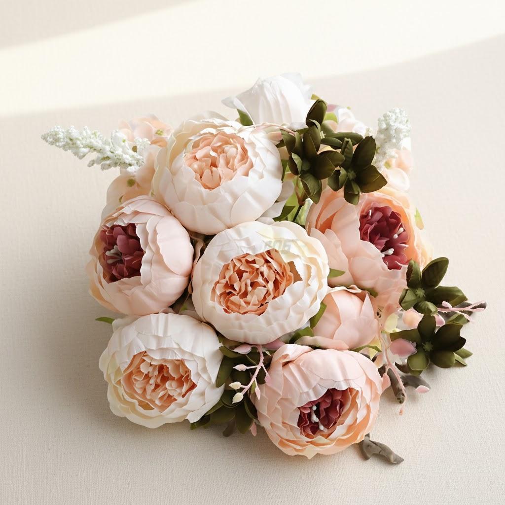 

50cm Rose Pink Silk Peony Artificial Flowers Bouquet Big Head Buds Fake Flowers for Home Wedding Indoor Decoration світло-рожевий колір