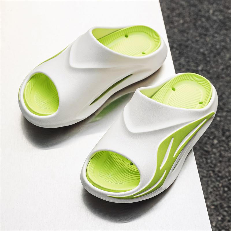 Sports slippers summer bathroom bath leaking two-color one-word outdoor beach mop soft bottom
