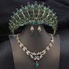 Royal Queen Champagne Tiaras and Crowns Bridal Jewelry Sets for Women Wedding Crown and necklace earrings Tiara Set Accessories