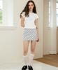 DIMANCHE Check Mini Skirt (Soft Gray)