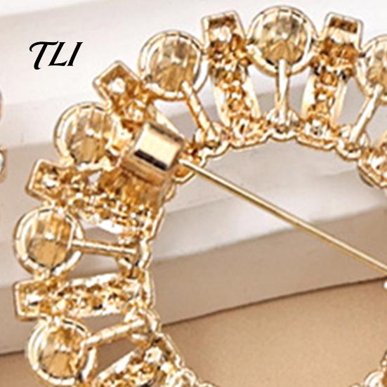 Elegant Clothing Jewelry Faux Pearl Rhinestone Ring Brooch, Hollow Circle Alloy Lapel Pin, Decoration Pin Sweater Cardigan Coat Suits Accessories,