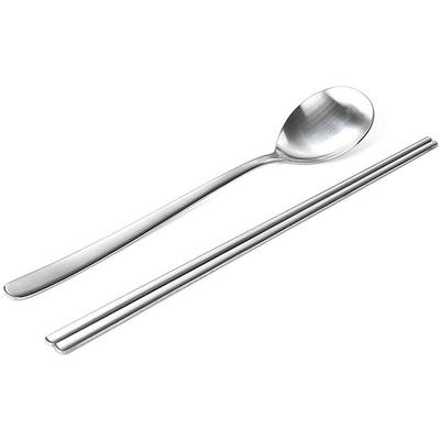 Olbia Plain Cutlery Set, Silver, Spoon + Chopsticks, 1 Set, Korean Popular Tableware