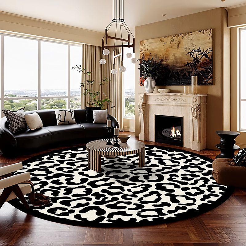 Amerikanischer Stil Leopardendruck Runder Teppich Dekoration Wohnzimmer Große Teppiche Zuhause Sofabereich Tische Stühle Rutschfeste Bodenmatten