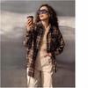 OZON Women's Retro Plaid & Striped Long Sleeve Pocket Shirt for Spring & Autumn 2025