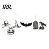 Halloween Holiday Decoration 6Pcs Wooden Hanging Decoration, Ghost Pumpkin Eyeball Party Supplies Ornament with Rope, Spooky