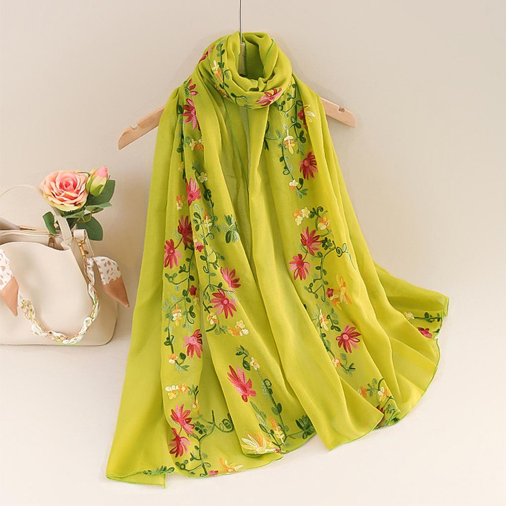 Female Spring and Summer Literary Embroidery Ethnic Style Shawl Sunscreen Travel Long Multifunctional Scarf