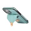 For iPhone 16 Pro Case Card Holder Kickstand PU Leather+TPU Phone Cover with Shoulder Strap