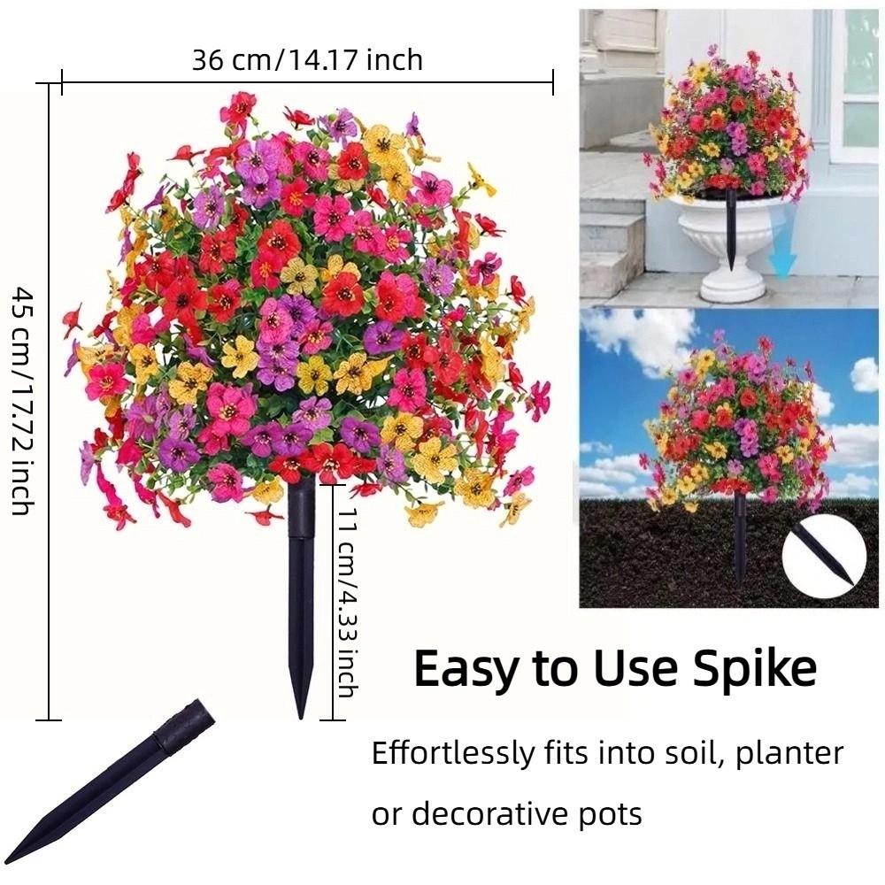 Eucalyptus Flower Artificial Fake Violet Flower Ground Stake Micro Landscaping Simulation Violet Flower Bouquet Plastic Yard Art