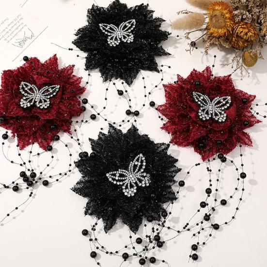 

Yousheng Peony Feather Tassel Hair Claw Women Girls High Cap Bone Design Hairpin Sturted Shark Hair Clip Accessories 11cm красный