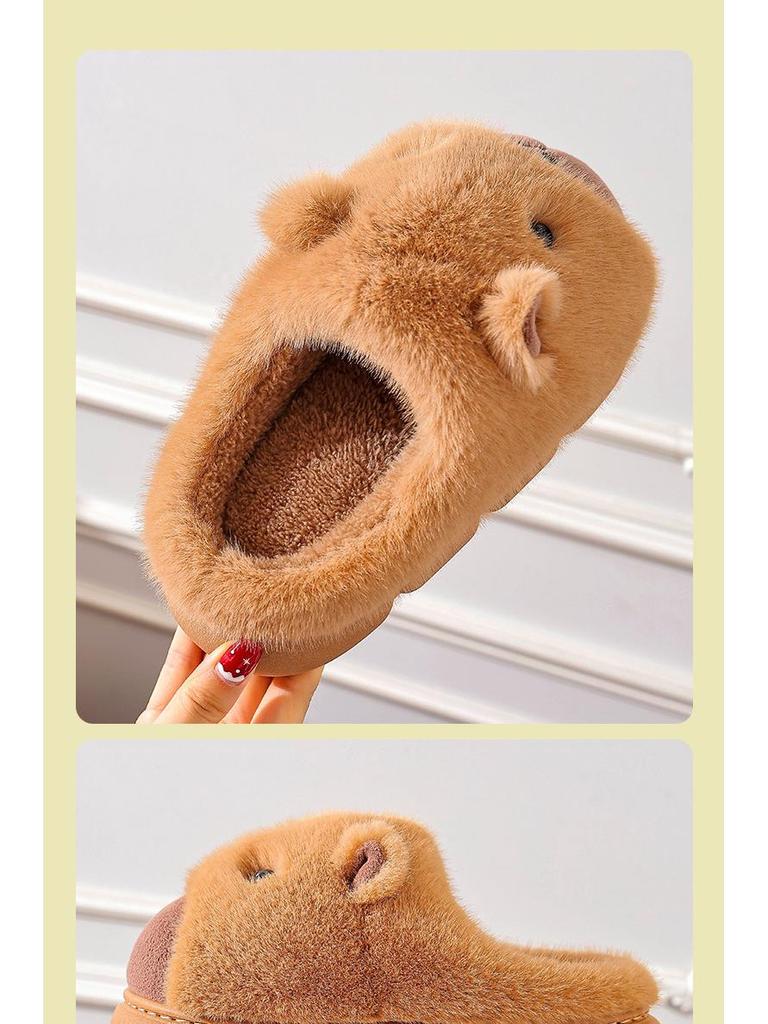 Capybara Cotton Plush Slippers - Winter 2025 | Men's & Women's Warm, Thick-Soled Indoor Footwear
