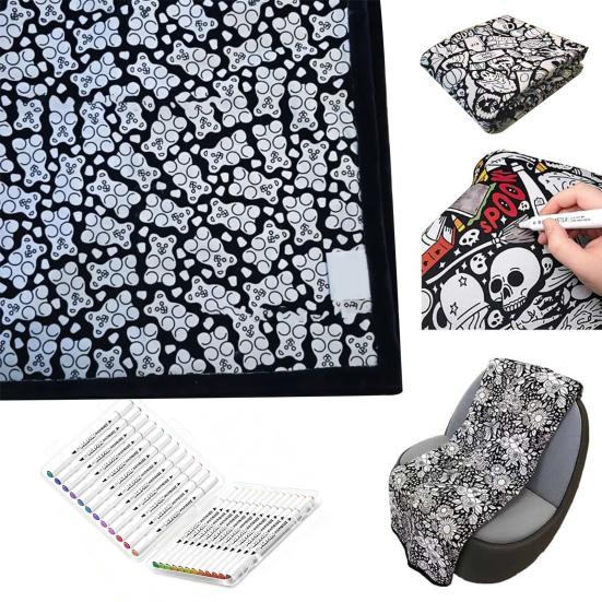 DIY Fargeleggingspledd 50" x 60" Sofapledd Vaskbart Fargelegg Ditt Eget Pledd Kunstprosjekt for Hjemmeinnredning Feriegaver Festaktivitet