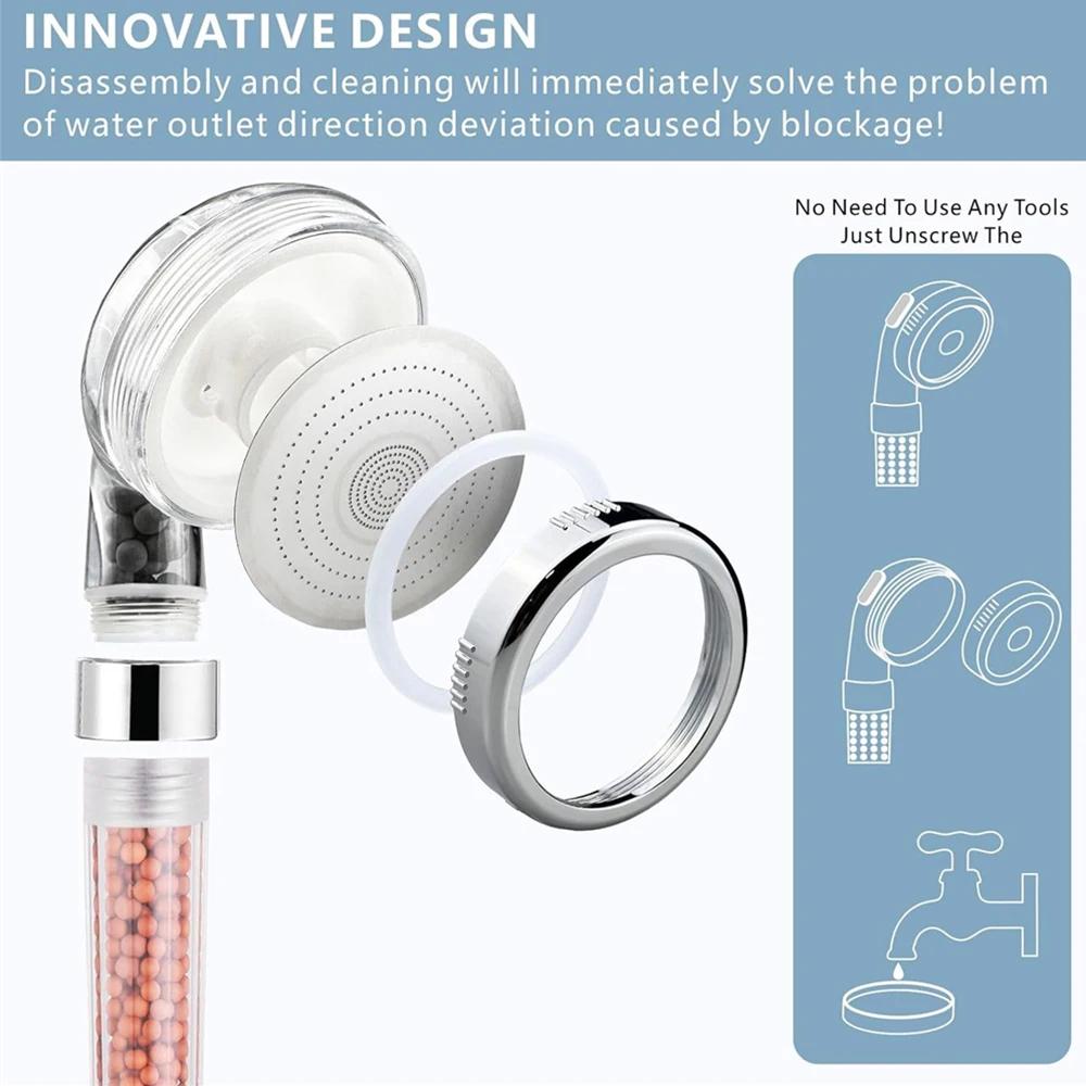 Household Filtered Shower Head High Pressure Water Saving Spray Handheld Clear Showerheads with With Filter Beads for Bathroom