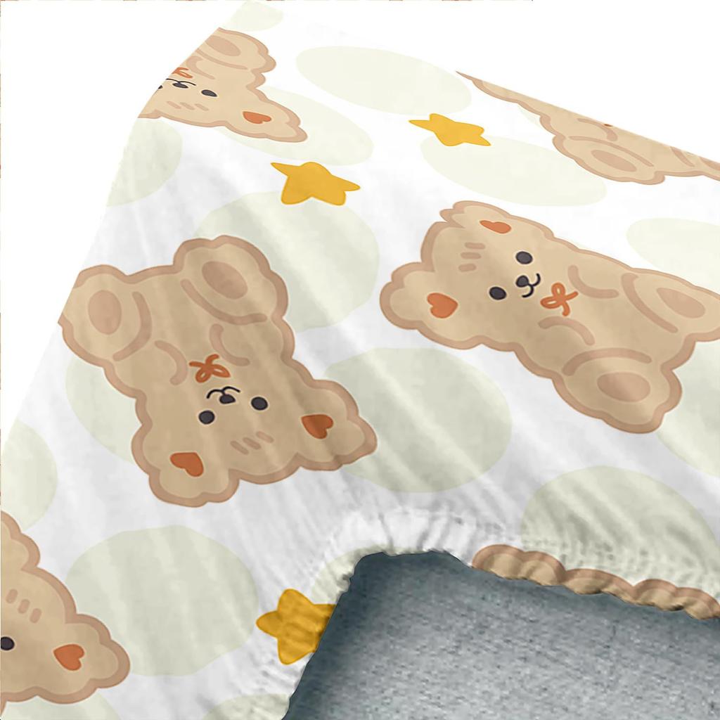 Cute Cartoon Bear Pattern Bed Hat Four-Piece Bedding Set Bedroom Dormitory Bedding Decoration