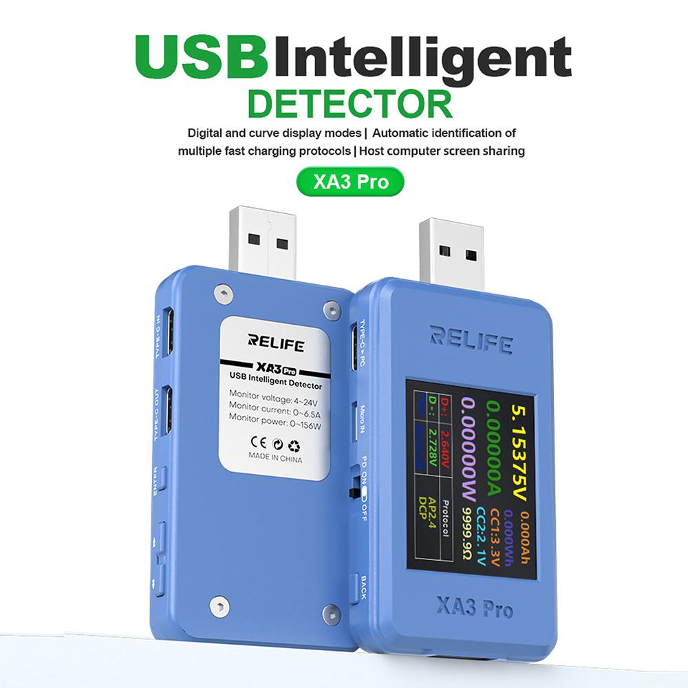 1.77 Inch TFT LCD USB Tester 6.5A DC 24V Fast Charging Protocol Detector PD QC SCP Type-C Voltage Current Power Meter Monitor