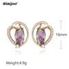 SIMJOO Super Flash Hollow Out Zircon Earrings with Stylish Rose Gold Color Earrings