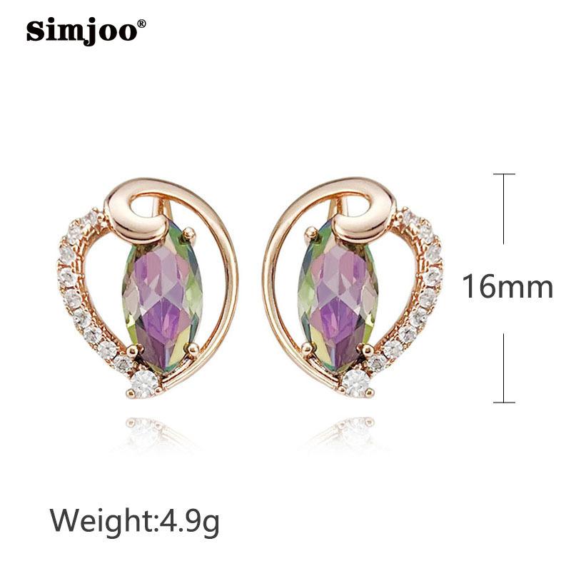 SIMJOO Super Flash Hollow Out Zircon Earrings with Stylish Rose Gold Color Earrings