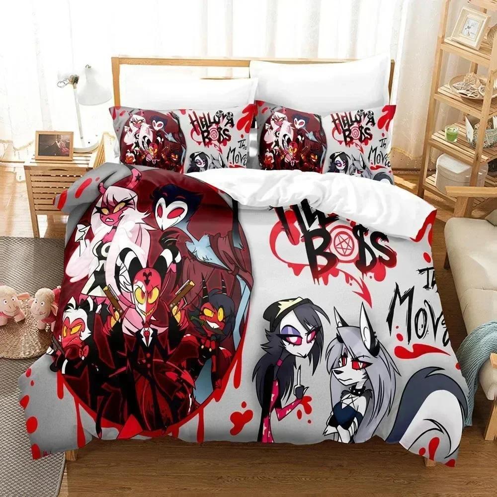 3D Printed Helluva Boss Bedding Set Duvet Cover Sheet Printed Bed Set Pillowcase Bed Full Queen King Size Comforter Bedroom