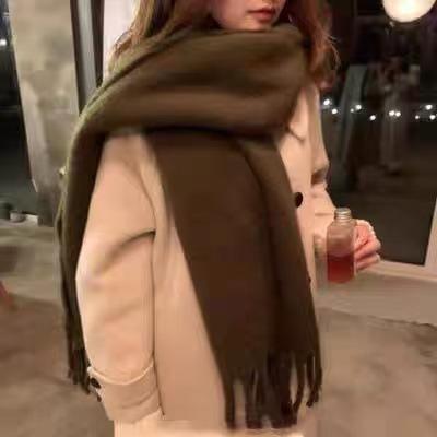 White mohair solid color scarf girls Korean autumn and winter new soft waxy warm extended scarf shawl