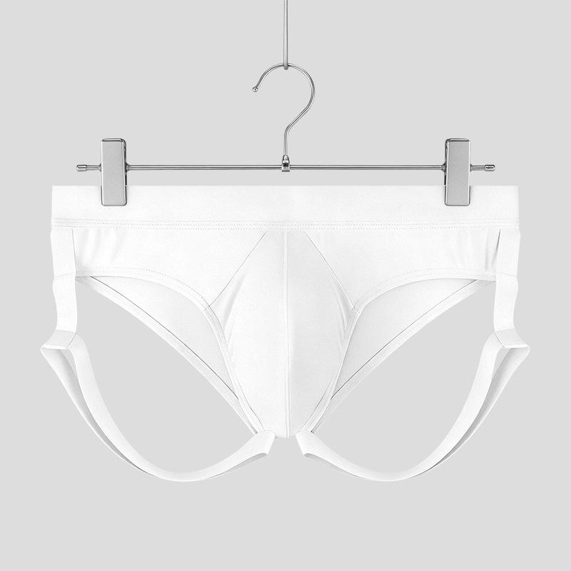 Men Sexy Hollow Out Solid Color U Convex Stretch Low Waist Triangle Briefs