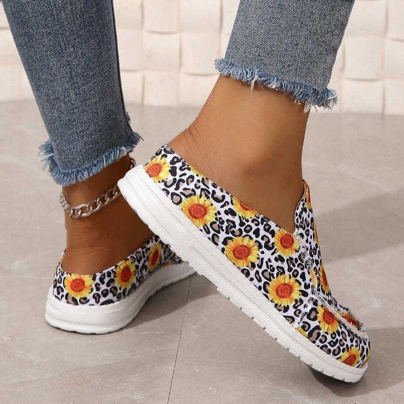 Shoes for Women Spring and Autumn Women's Flats Mixed Colors Round Toe Leopard Print Low-heeled Casual Shoes Women