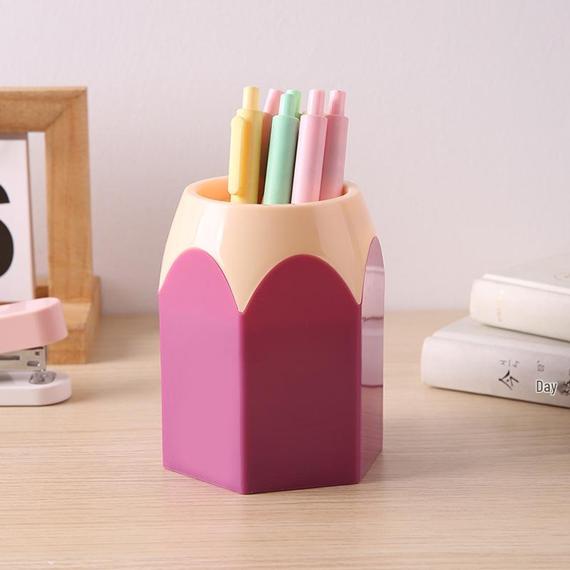 Creative Desktop Pen Holder: Large Capacity Pencil Organizer with Stylish Contrasting Colors for Students and Office Use