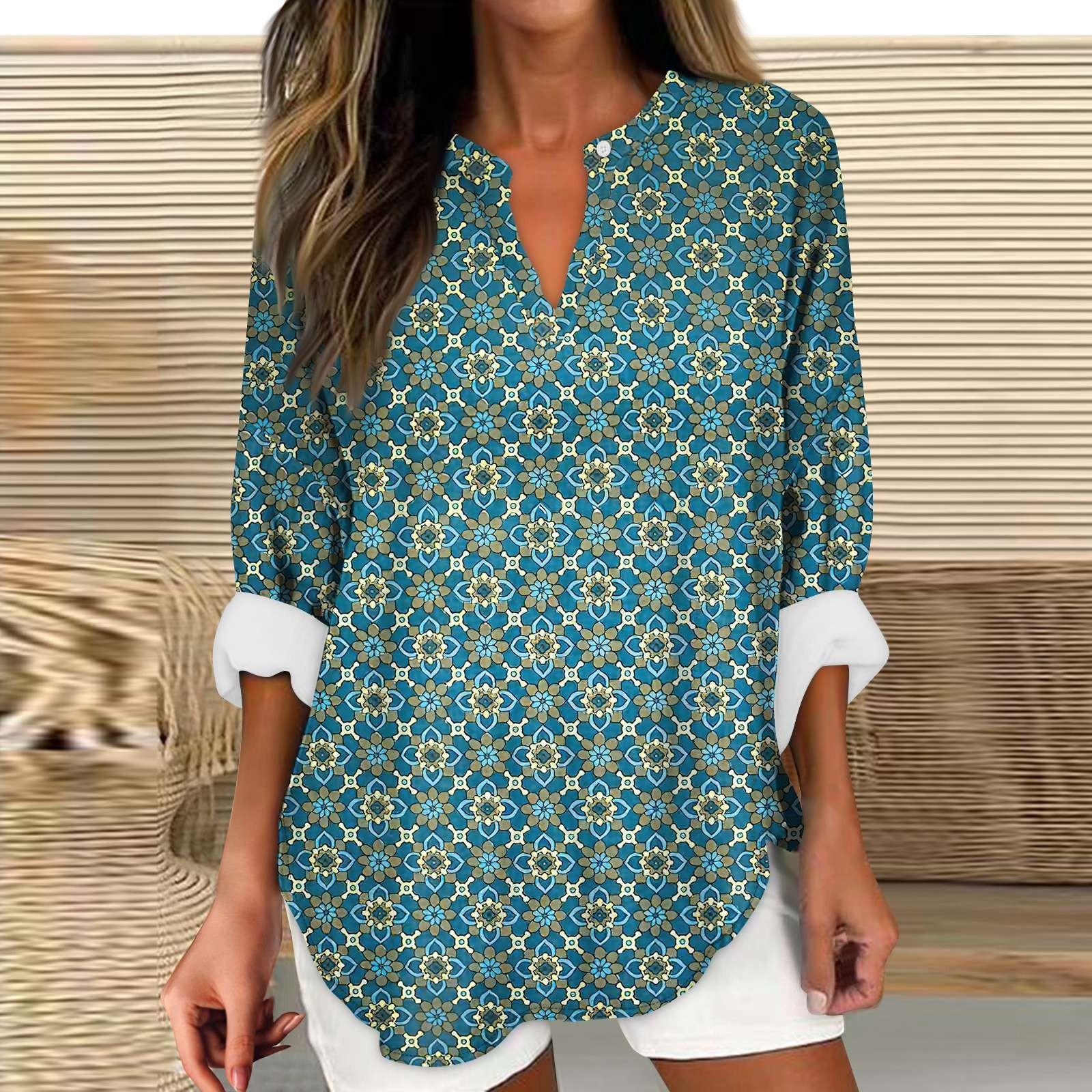 

Женские модные повседневные женские топы из конопли с заниженными плечами и длинным рукавом с v-образным вырезом и принтом XXL